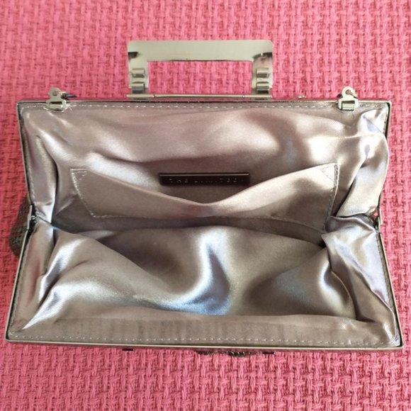 The Limited Black Metal Mesh Clutch Evening Handbag Purse - Picture 8 of 12